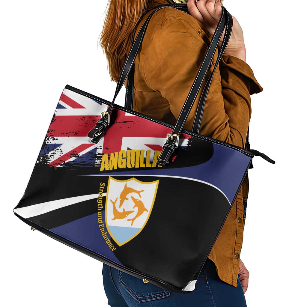 Anguilla Leather Tote Bag Strength and Endurance Grunge