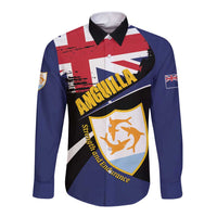 Personalised Anguilla Long Sleeve Button Shirt Strength and Endurance Grunge
