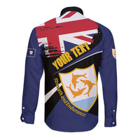 Personalised Anguilla Long Sleeve Button Shirt Strength and Endurance Grunge
