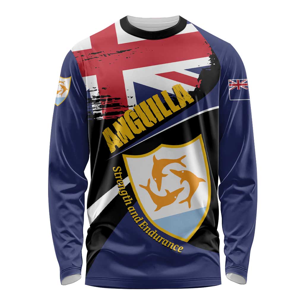Personalised Anguilla Long Sleeve Shirt Strength and Endurance Grunge