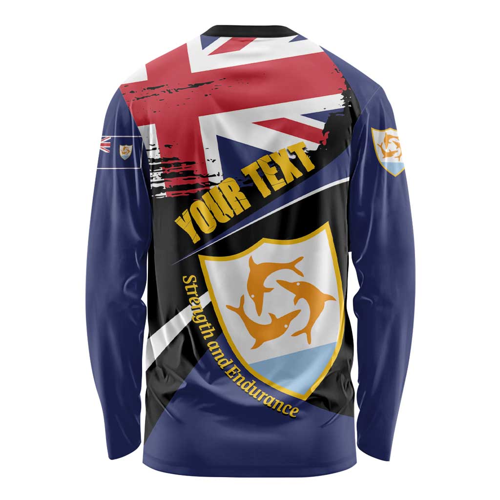 Personalised Anguilla Long Sleeve Shirt Strength and Endurance Grunge