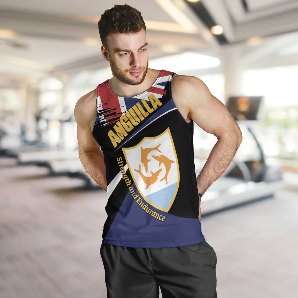 Personalised Anguilla Men Tank Top Strength and Endurance Grunge