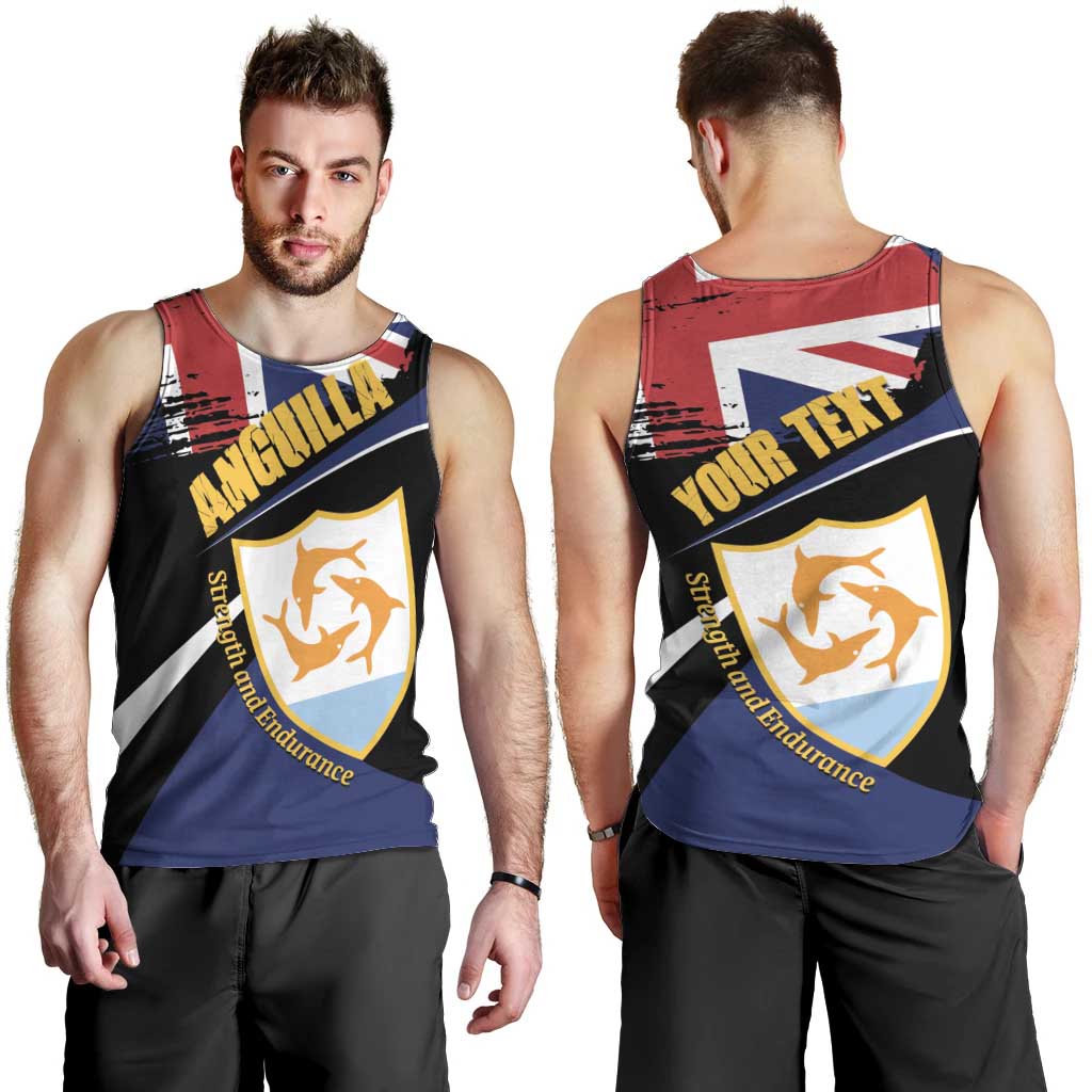 Personalised Anguilla Men Tank Top Strength and Endurance Grunge