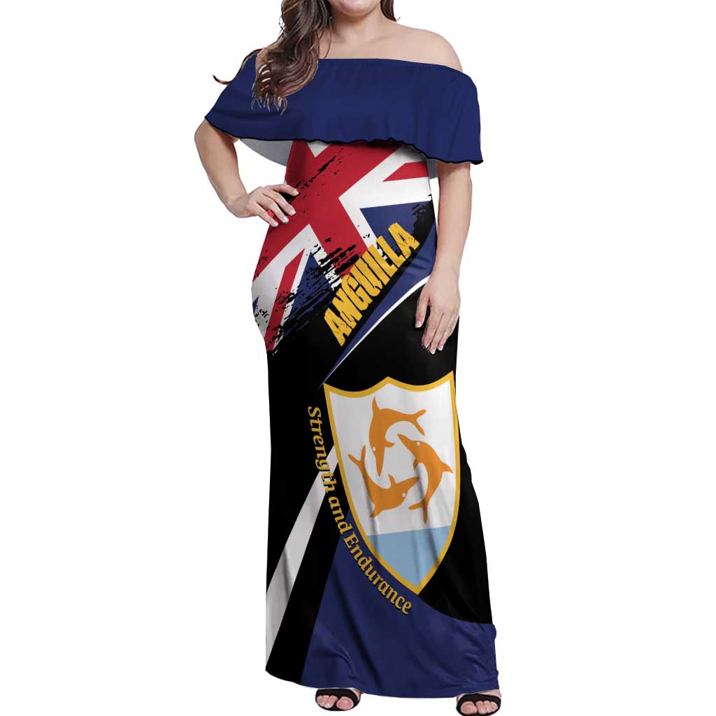 Personalised Anguilla Off Shoulder Maxi Dress Strength and Endurance Grunge