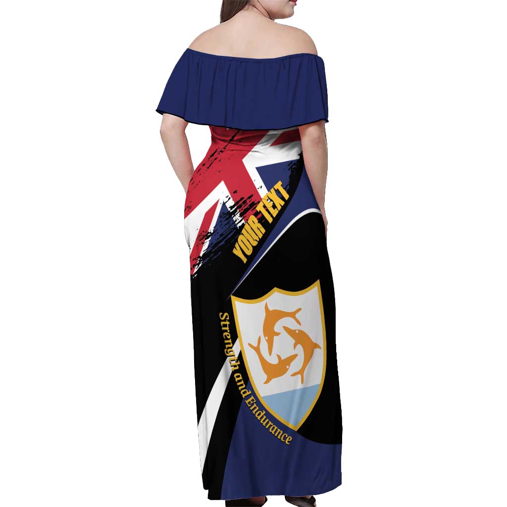Personalised Anguilla Off Shoulder Maxi Dress Strength and Endurance Grunge