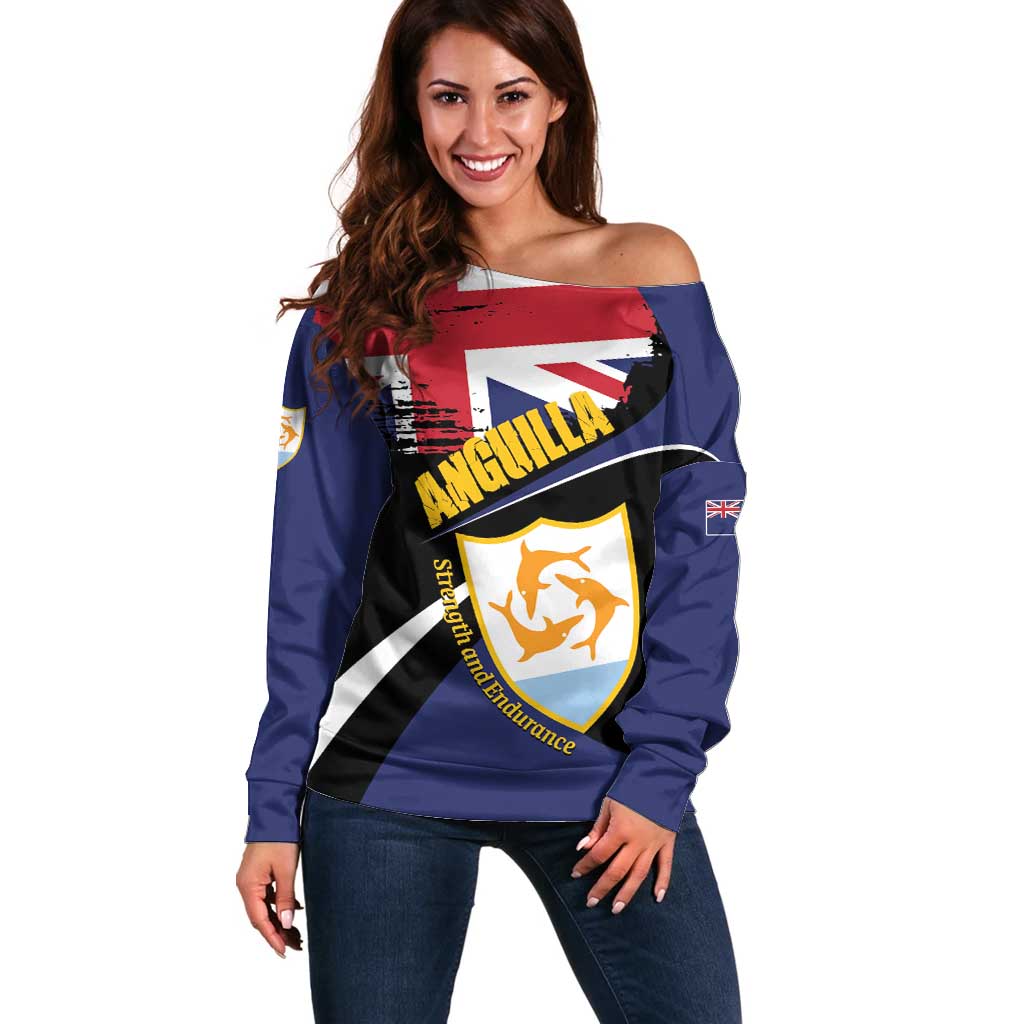 Personalised Anguilla Off Shoulder Sweater Strength and Endurance Grunge