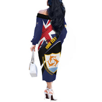 Personalised Anguilla Off The Shoulder Long Sleeve Dress Strength and Endurance Grunge