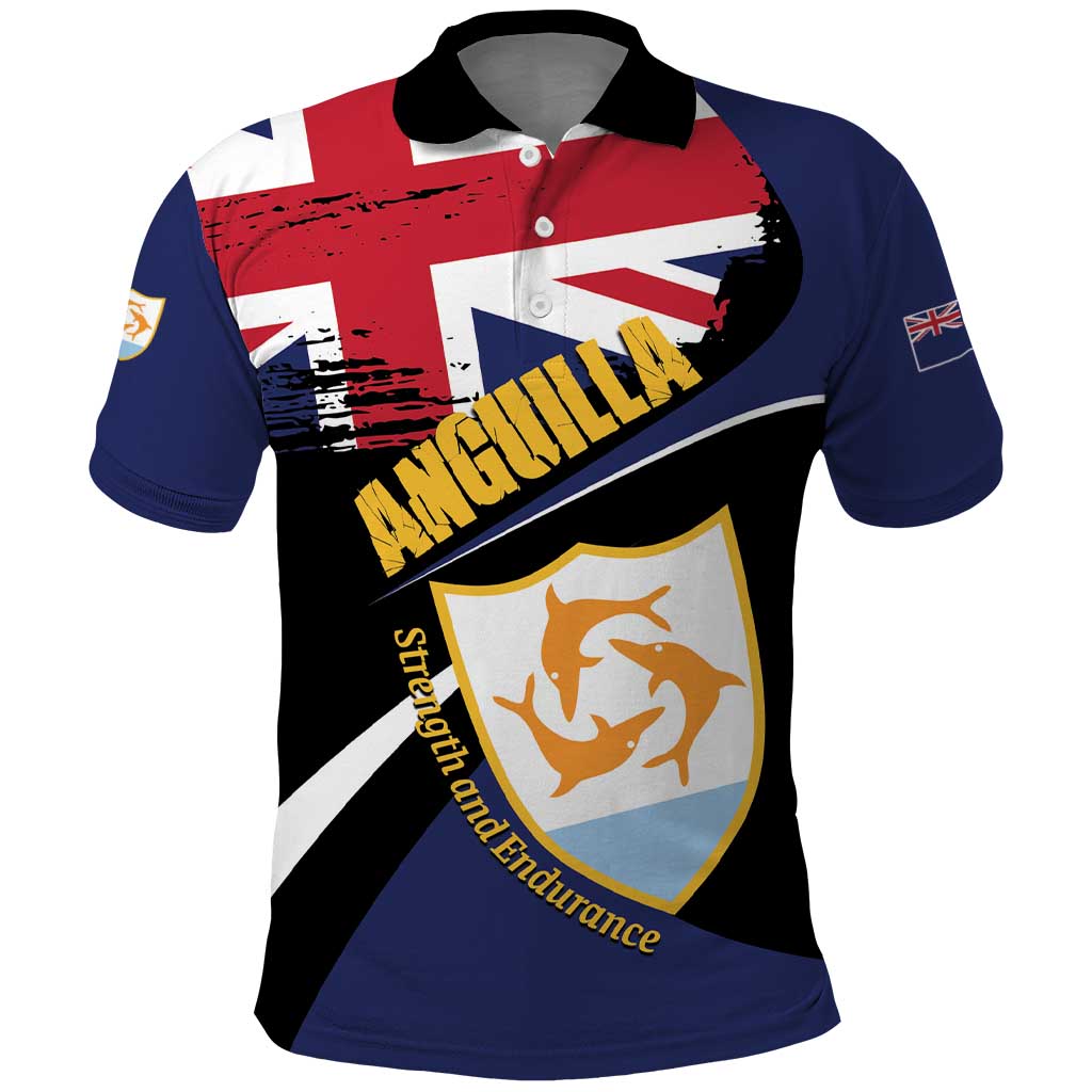 Personalised Anguilla Polo Shirt Strength and Endurance Grunge