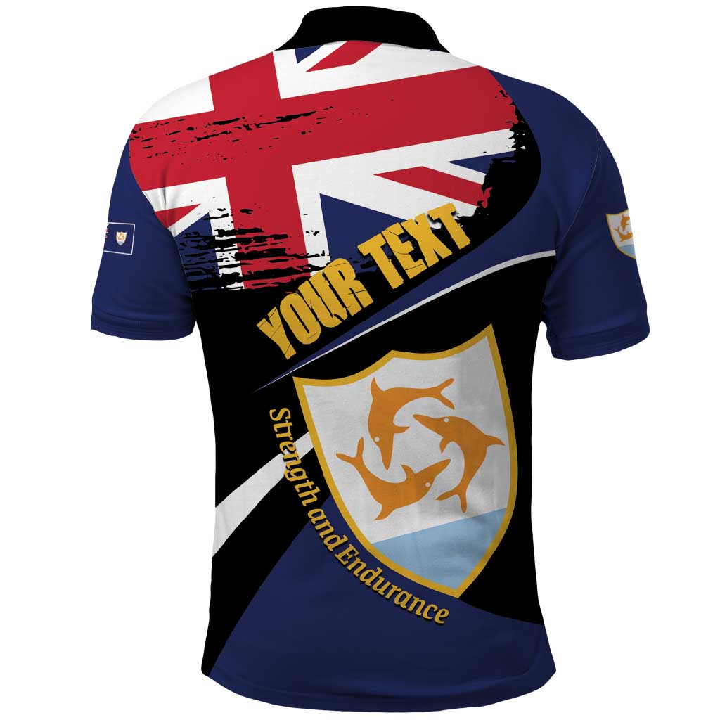 Personalised Anguilla Polo Shirt Strength and Endurance Grunge