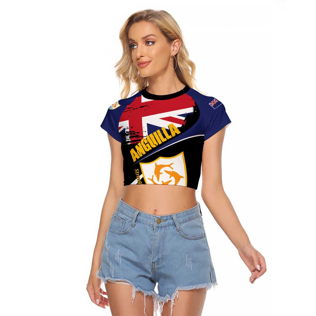 Personalised Anguilla Raglan Cropped T Shirt Strength and Endurance Grunge