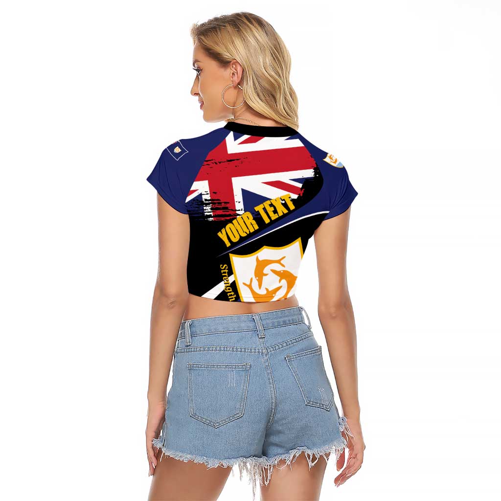Personalised Anguilla Raglan Cropped T Shirt Strength and Endurance Grunge