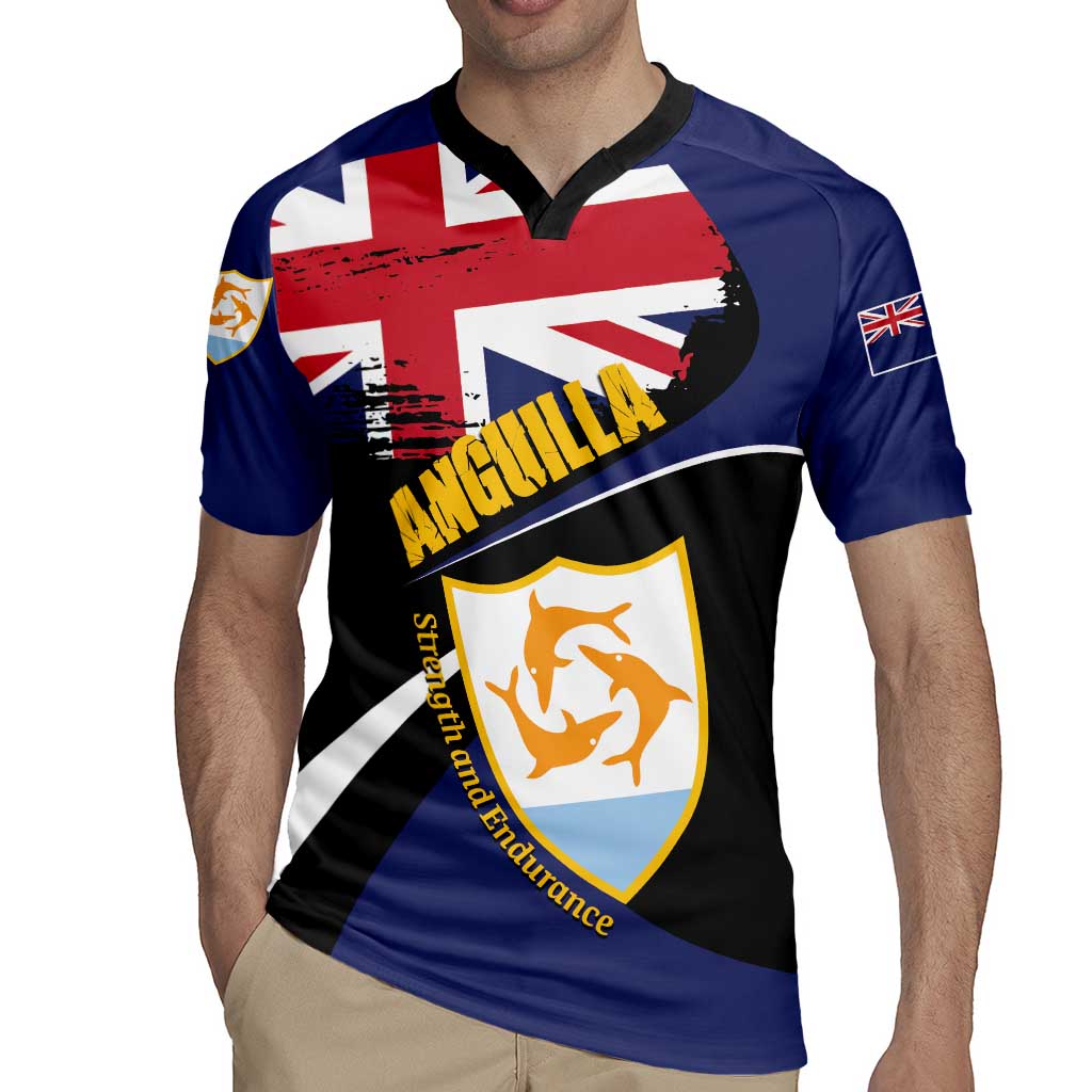 Personalised Anguilla Rugby Jersey Strength and Endurance Grunge