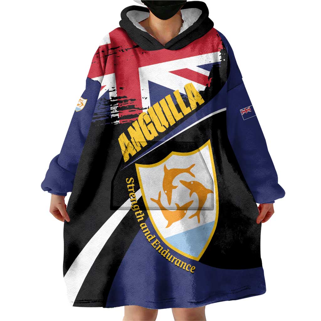 Personalised Anguilla Wearable Blanket Hoodie Strength and Endurance Grunge