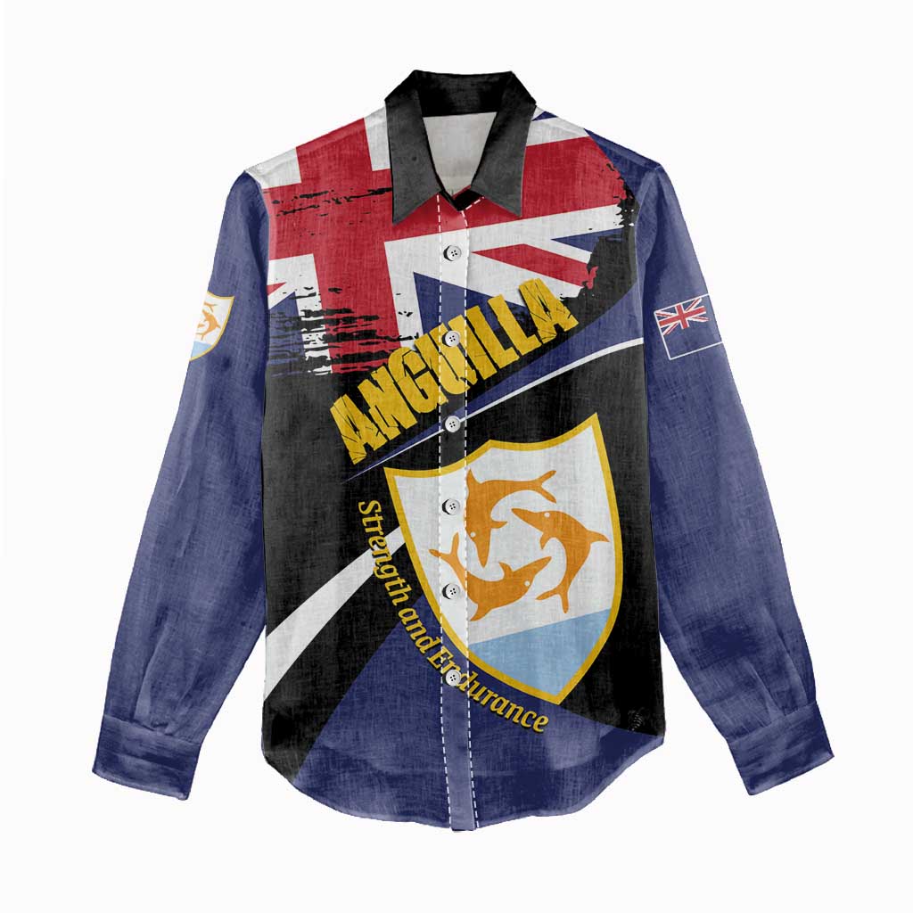 Personalised Anguilla Women Casual Shirt Strength and Endurance Grunge