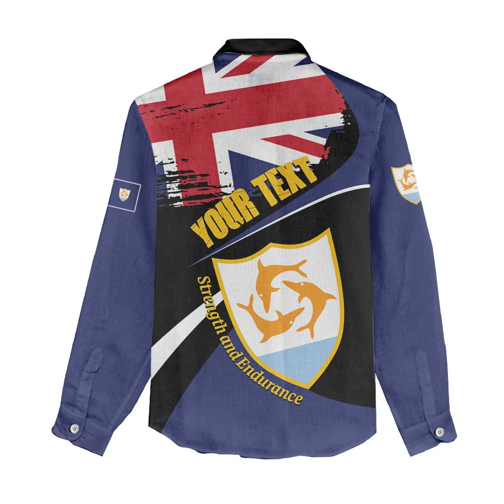 Personalised Anguilla Women Casual Shirt Strength and Endurance Grunge