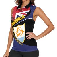 Personalised Anguilla Women Sleeveless Polo Shirt Strength and Endurance Grunge