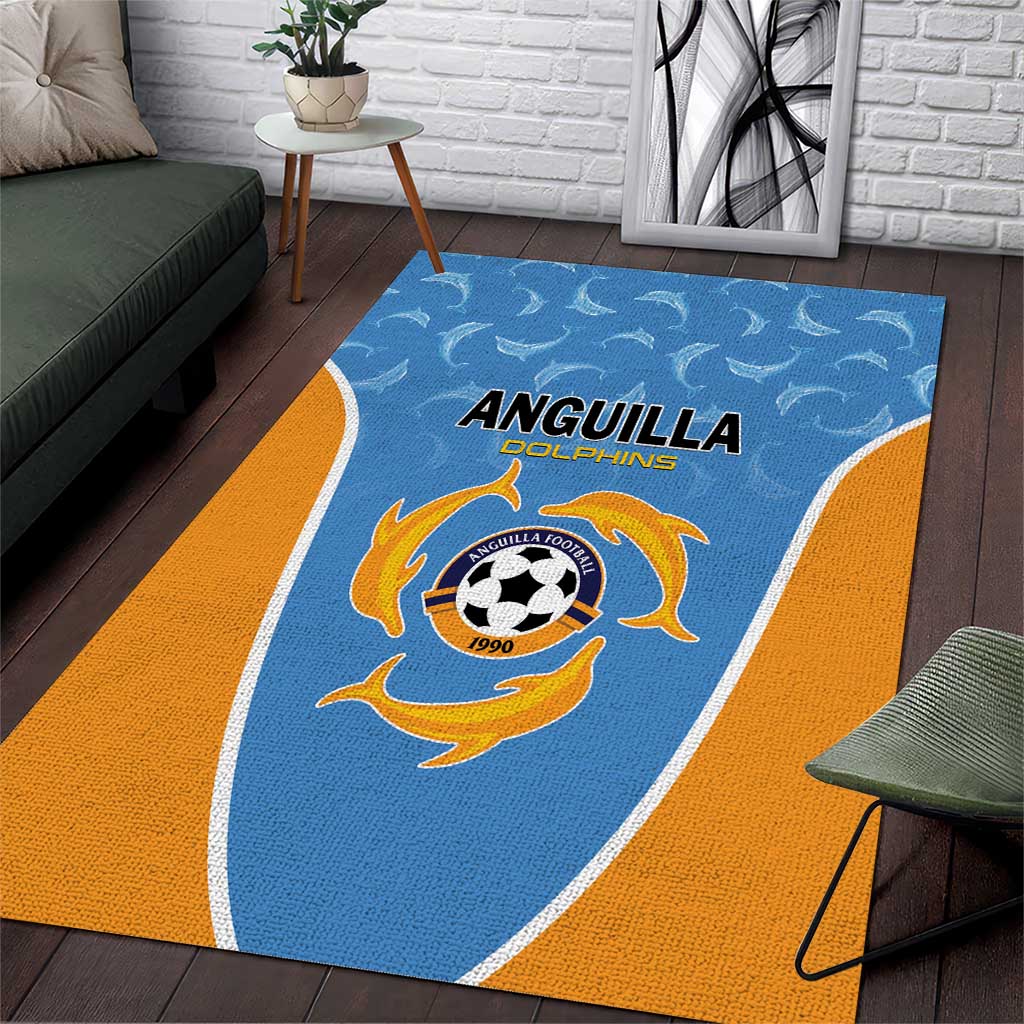Anguilla Football Area Rug Come On Soccer Dolphins