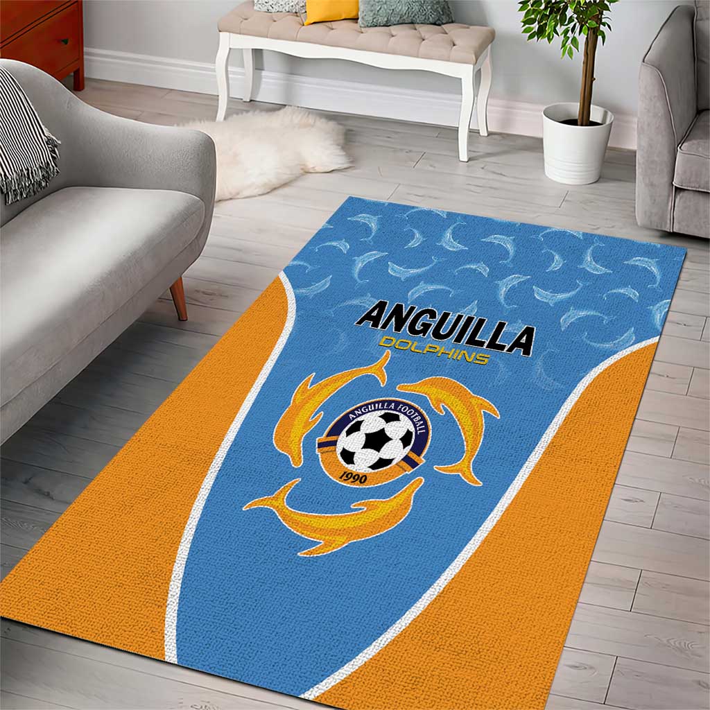 Anguilla Football Area Rug Come On Soccer Dolphins