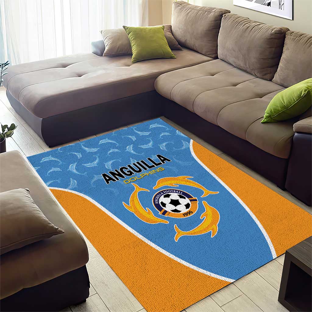 Anguilla Football Area Rug Come On Soccer Dolphins