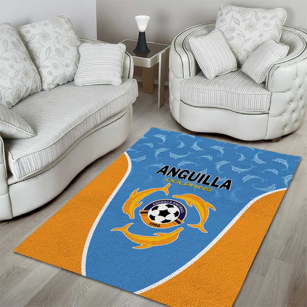 Anguilla Football Area Rug Come On Soccer Dolphins