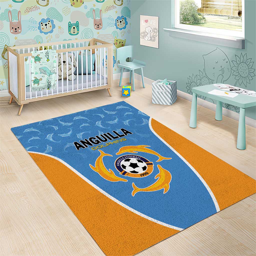 Anguilla Football Area Rug Come On Soccer Dolphins