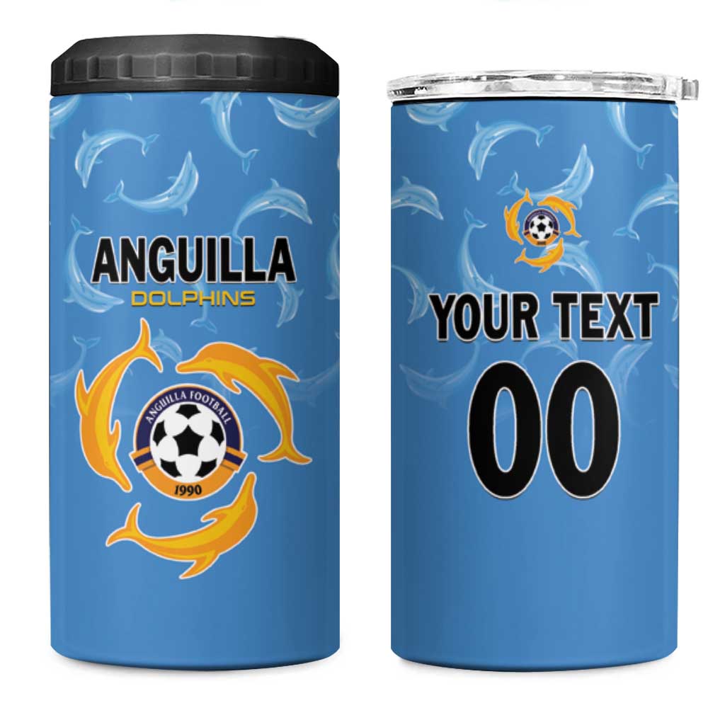 Custom Anguilla Football 4 in 1 Can Cooler Tumbler Come On Soccer Dolphins