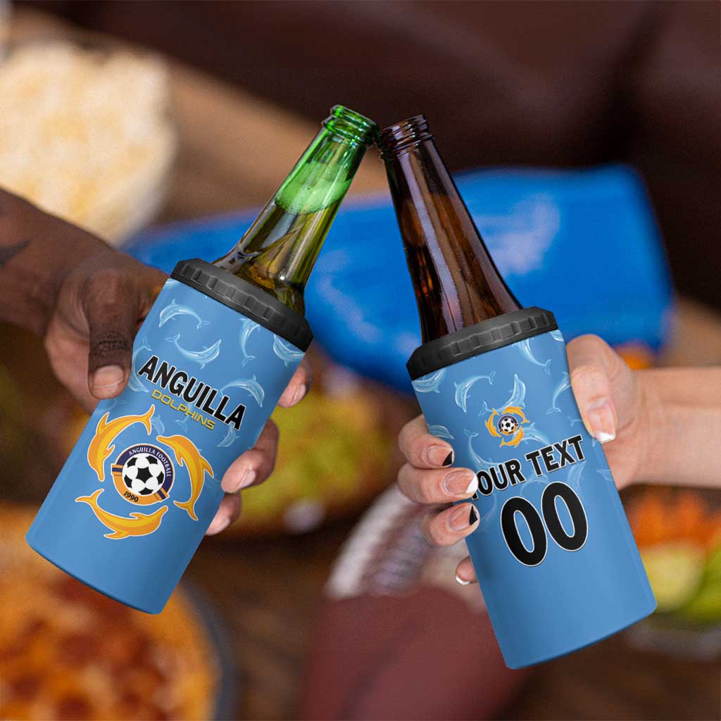 Custom Anguilla Football 4 in 1 Can Cooler Tumbler Come On Soccer Dolphins