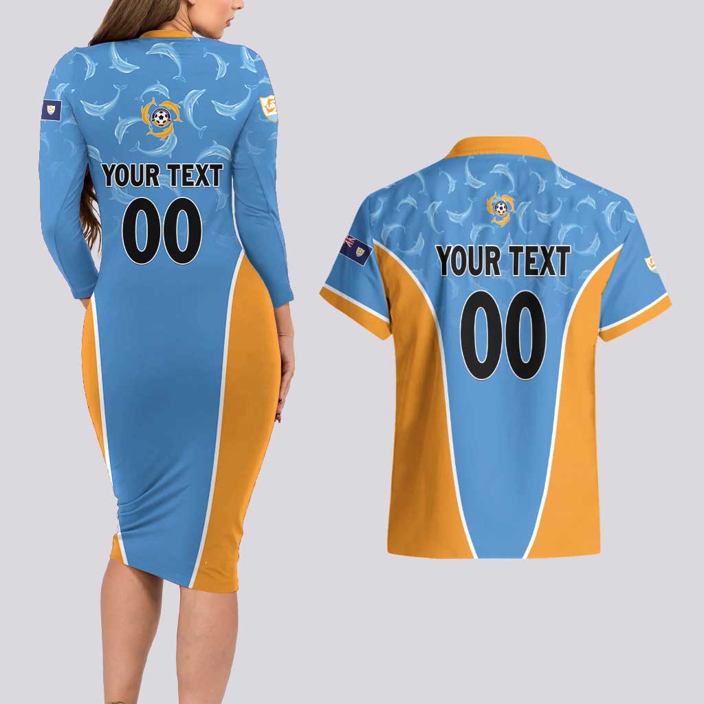 Custom Anguilla Football Couples Matching Long Sleeve Bodycon Dress and Hawaiian Shirt Come On Soccer Dolphins