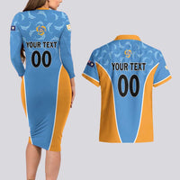Custom Anguilla Football Couples Matching Long Sleeve Bodycon Dress and Hawaiian Shirt Come On Soccer Dolphins
