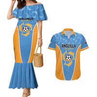 Custom Anguilla Football Couples Matching Mermaid Dress and Hawaiian Shirt Come On Soccer Dolphins