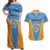 Custom Anguilla Football Couples Matching Off Shoulder Maxi Dress and Hawaiian Shirt Come On Soccer Dolphins