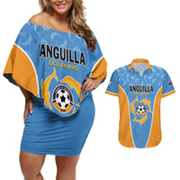 Custom Anguilla Football Couples Matching Off Shoulder Short Dress and Hawaiian Shirt Come On Soccer Dolphins