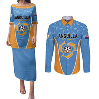 Custom Anguilla Football Couples Matching Puletasi and Long Sleeve Button Shirt Come On Soccer Dolphins