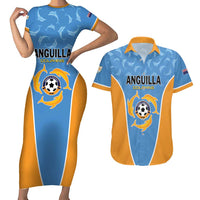 Custom Anguilla Football Couples Matching Short Sleeve Bodycon Dress and Hawaiian Shirt Come On Soccer Dolphins