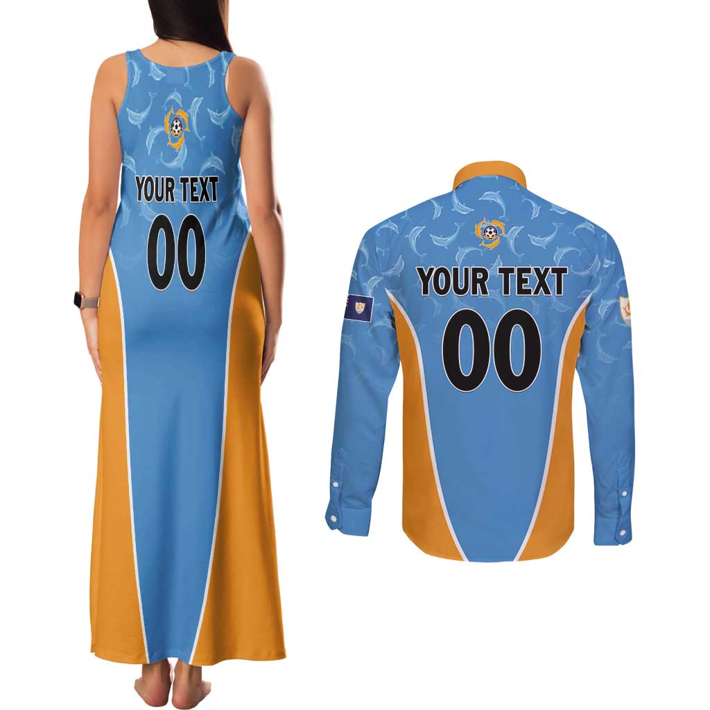 Custom Anguilla Football Couples Matching Tank Maxi Dress and Long Sleeve Button Shirt Come On Soccer Dolphins