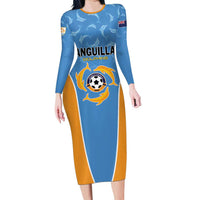 Custom Anguilla Football Family Matching Long Sleeve Bodycon Dress and Hawaiian Shirt Come On Soccer Dolphins