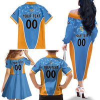 Custom Anguilla Football Family Matching Off The Shoulder Long Sleeve Dress and Hawaiian Shirt Come On Soccer Dolphins