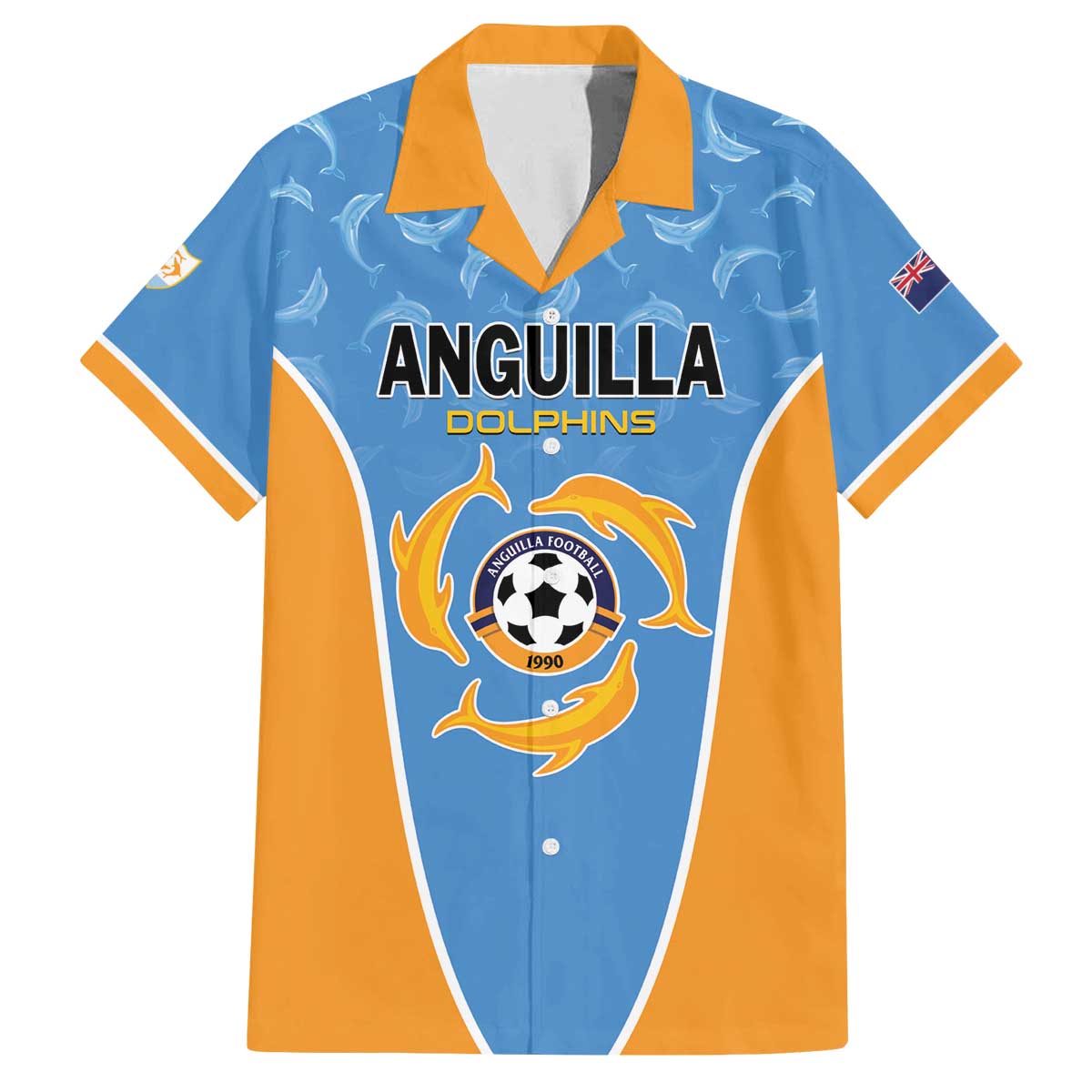 Custom Anguilla Football Family Matching Off The Shoulder Long Sleeve Dress and Hawaiian Shirt Come On Soccer Dolphins