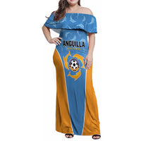 Custom Anguilla Football Family Matching Off Shoulder Maxi Dress and Hawaiian Shirt Come On Soccer Dolphins
