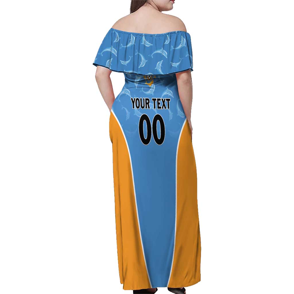 Custom Anguilla Football Family Matching Off Shoulder Maxi Dress and Hawaiian Shirt Come On Soccer Dolphins