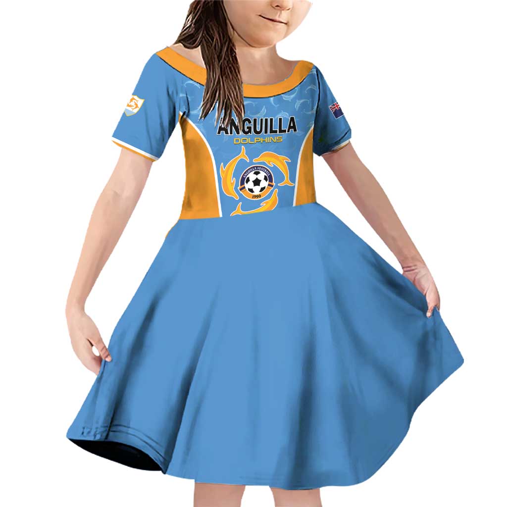 Custom Anguilla Football Family Matching Off Shoulder Short Dress and Hawaiian Shirt Come On Soccer Dolphins