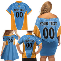 Custom Anguilla Football Family Matching Off Shoulder Short Dress and Hawaiian Shirt Come On Soccer Dolphins