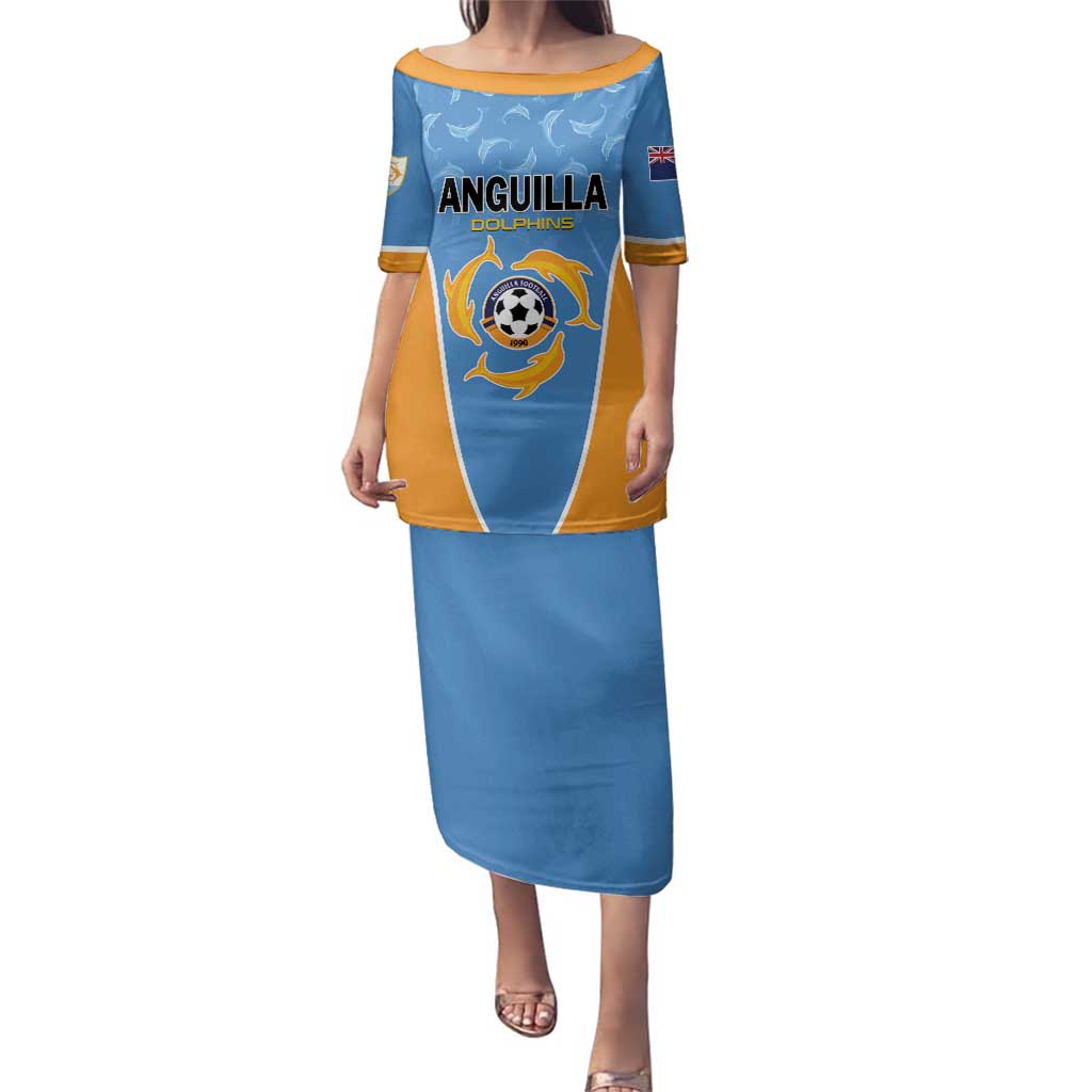 Custom Anguilla Football Family Matching Puletasi and Hawaiian Shirt Come On Soccer Dolphins