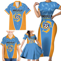 Custom Anguilla Football Family Matching Short Sleeve Bodycon Dress and Hawaiian Shirt Come On Soccer Dolphins