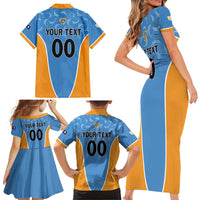 Custom Anguilla Football Family Matching Short Sleeve Bodycon Dress and Hawaiian Shirt Come On Soccer Dolphins