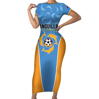 Custom Anguilla Football Family Matching Short Sleeve Bodycon Dress and Hawaiian Shirt Come On Soccer Dolphins