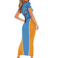 Custom Anguilla Football Family Matching Short Sleeve Bodycon Dress and Hawaiian Shirt Come On Soccer Dolphins