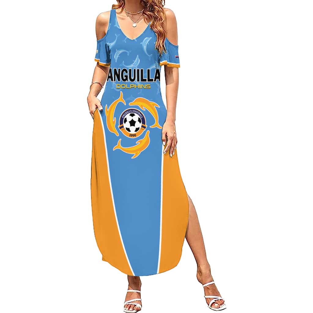 Custom Anguilla Football Family Matching Summer Maxi Dress and Hawaiian Shirt Come On Soccer Dolphins