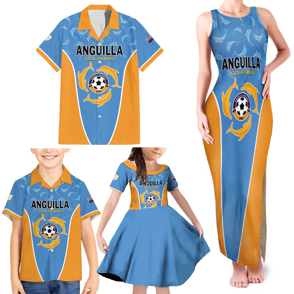 Custom Anguilla Football Family Matching Tank Maxi Dress and Hawaiian Shirt Come On Soccer Dolphins