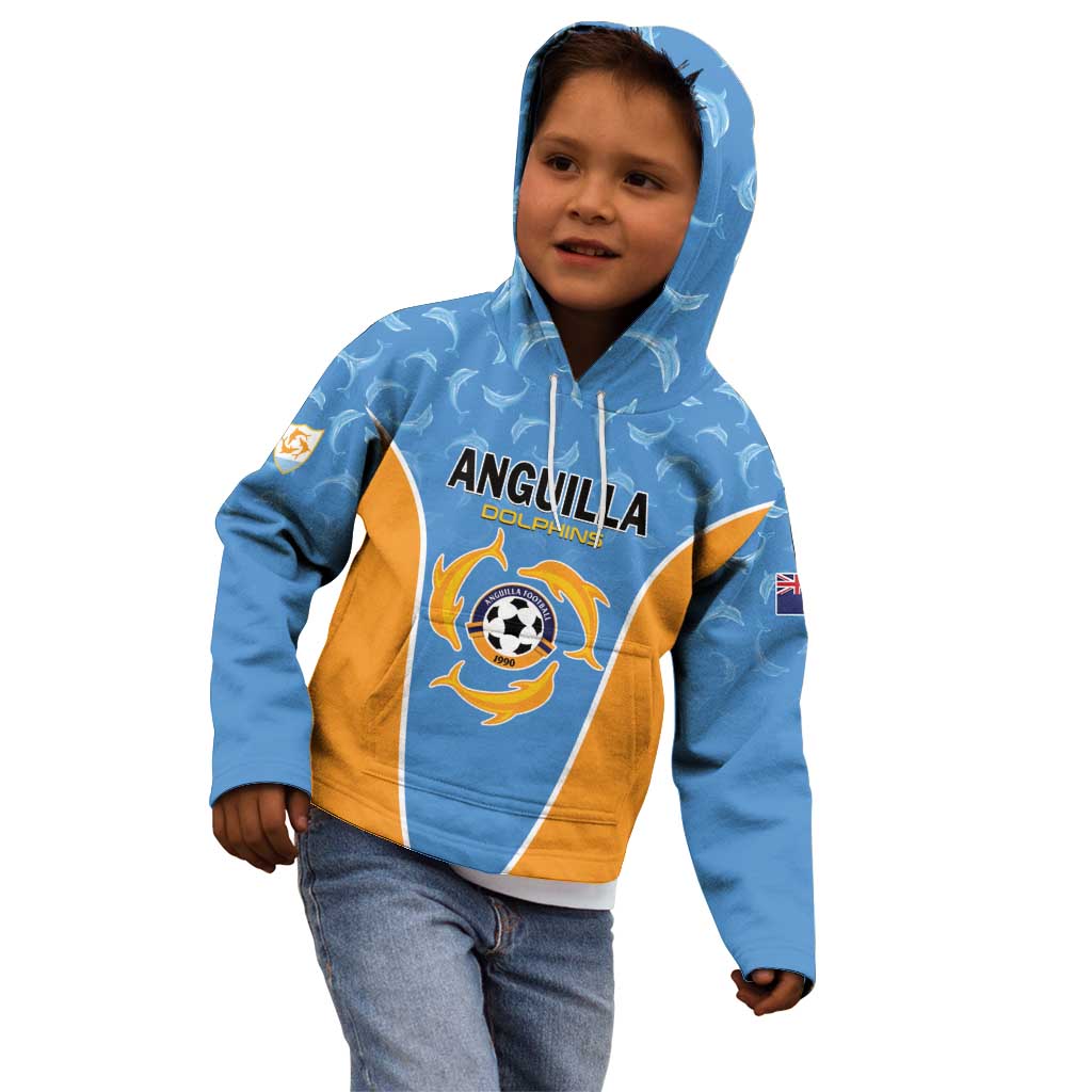 Custom Anguilla Football Kid Hoodie Come On Soccer Dolphins